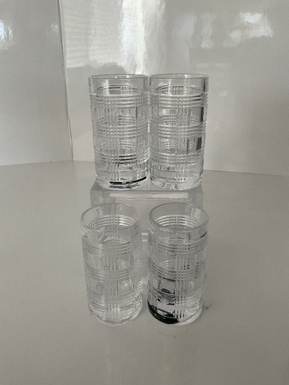 RALPH LAUREN GLEN PLAID CRYSTAL SHOT GLASSES X 4 NEW UNUSED
